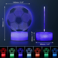 Synchain fotbalové dárky Kluci Děti Dívky, 3D noční světlo Děti Optická iluze lampa 16 barev měnící se a dálkové ovládání, naroz